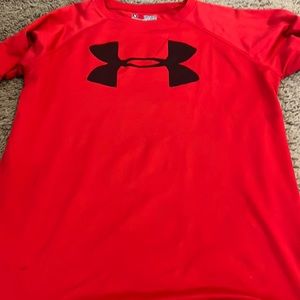 Boys size medium, Under Armour shirt. Red. Like New